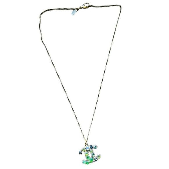 Chanel Emerald and Green CC Gold Necklace, Coco Marked - Picture 5 of 9